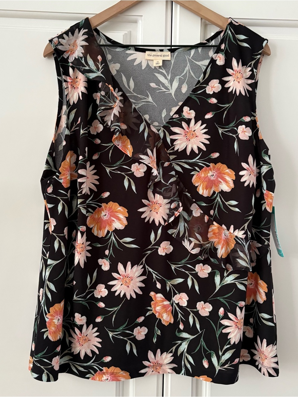 The General Good 1x NWT Isabella Ruffle Detail Knit Floral Top